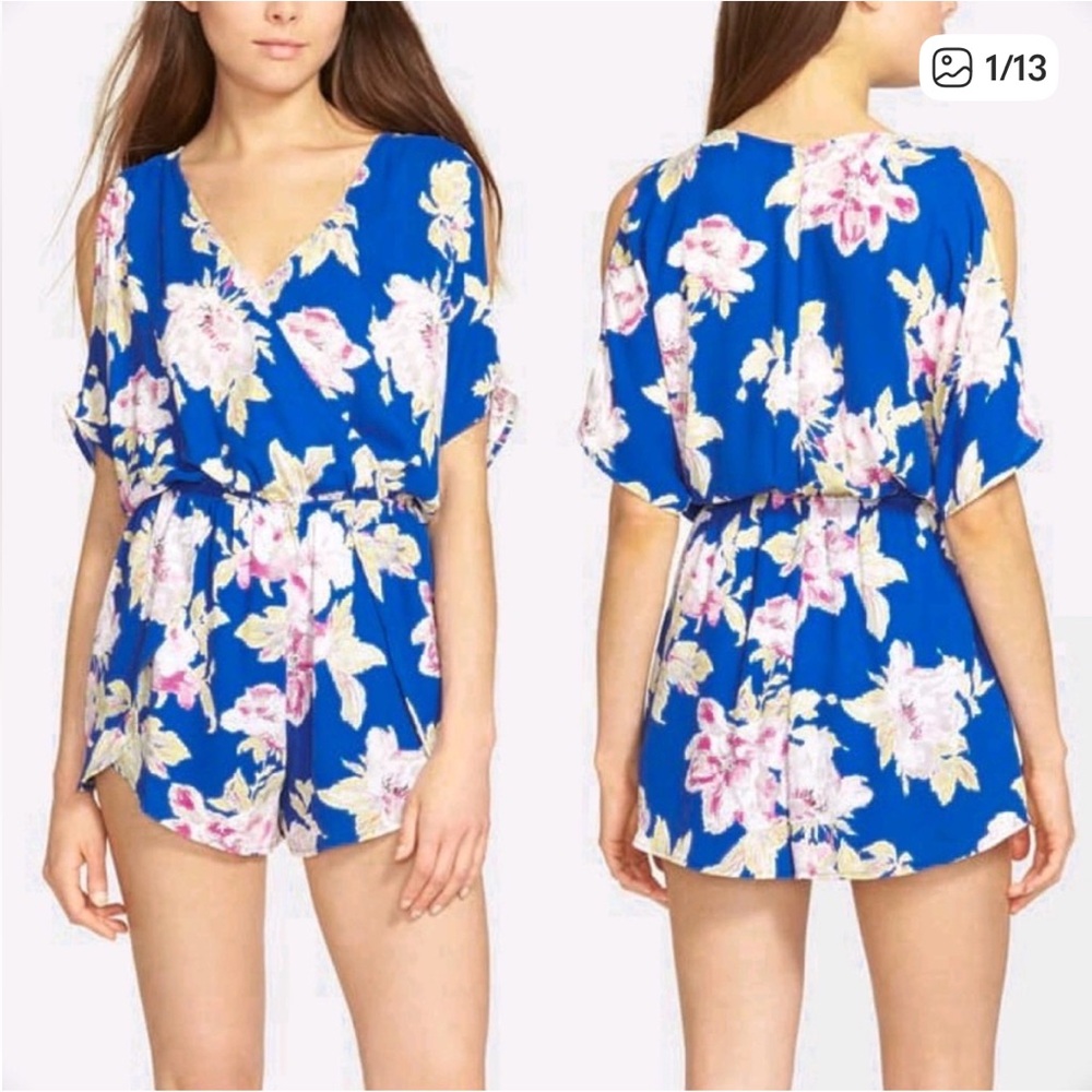 ASTR Vibrant Blue Floral Romper